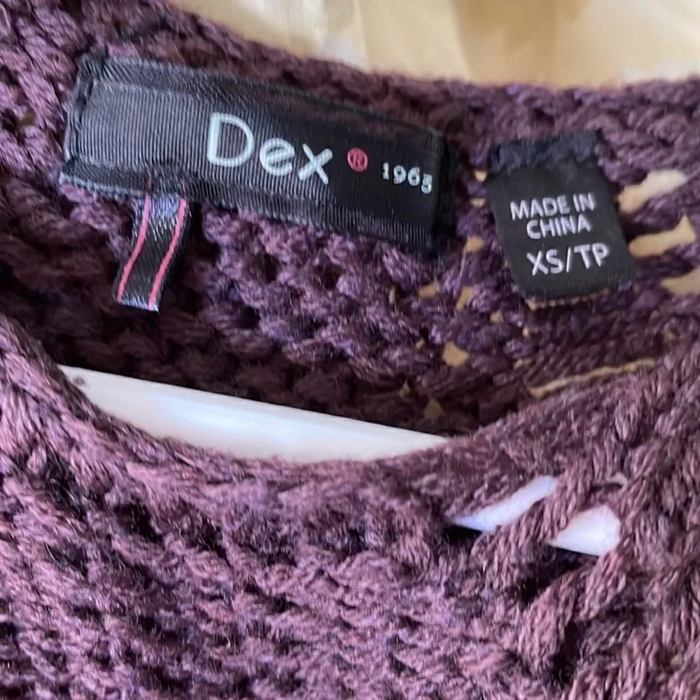 Dex Crochet Sweater with Sheer Back XS Purple